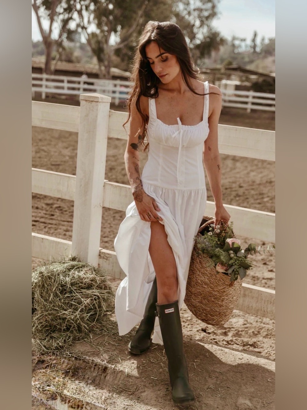 White Cotton Button Down Midi Dress